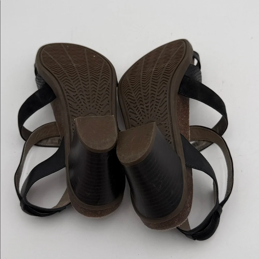 Obeo  Black Strappy Heels sandal women 9N Leather upper casual office comfort
